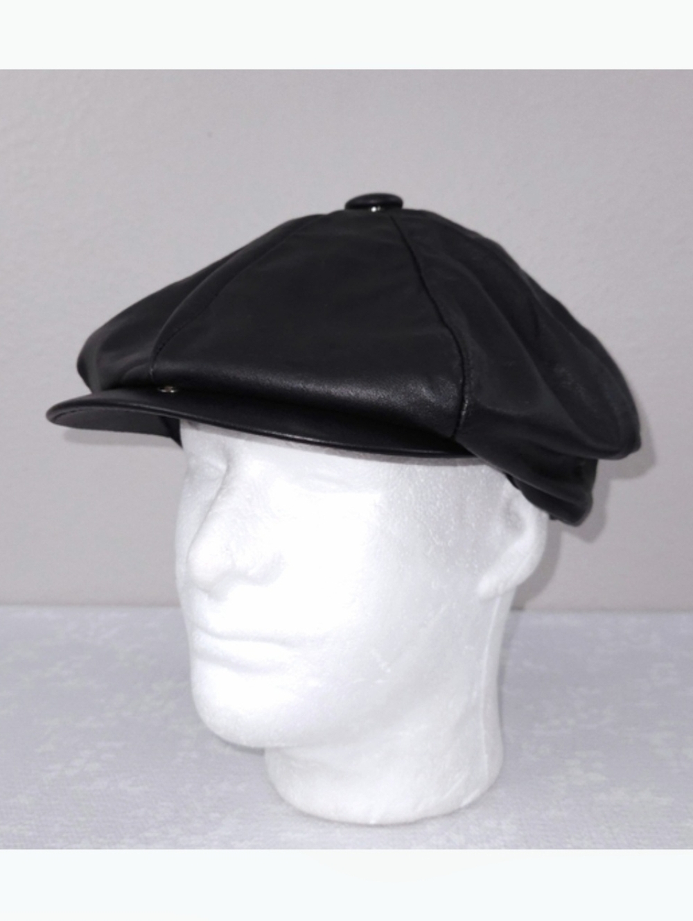 Vintage HENSCHEL Leather Hat LARGE Black  Cap